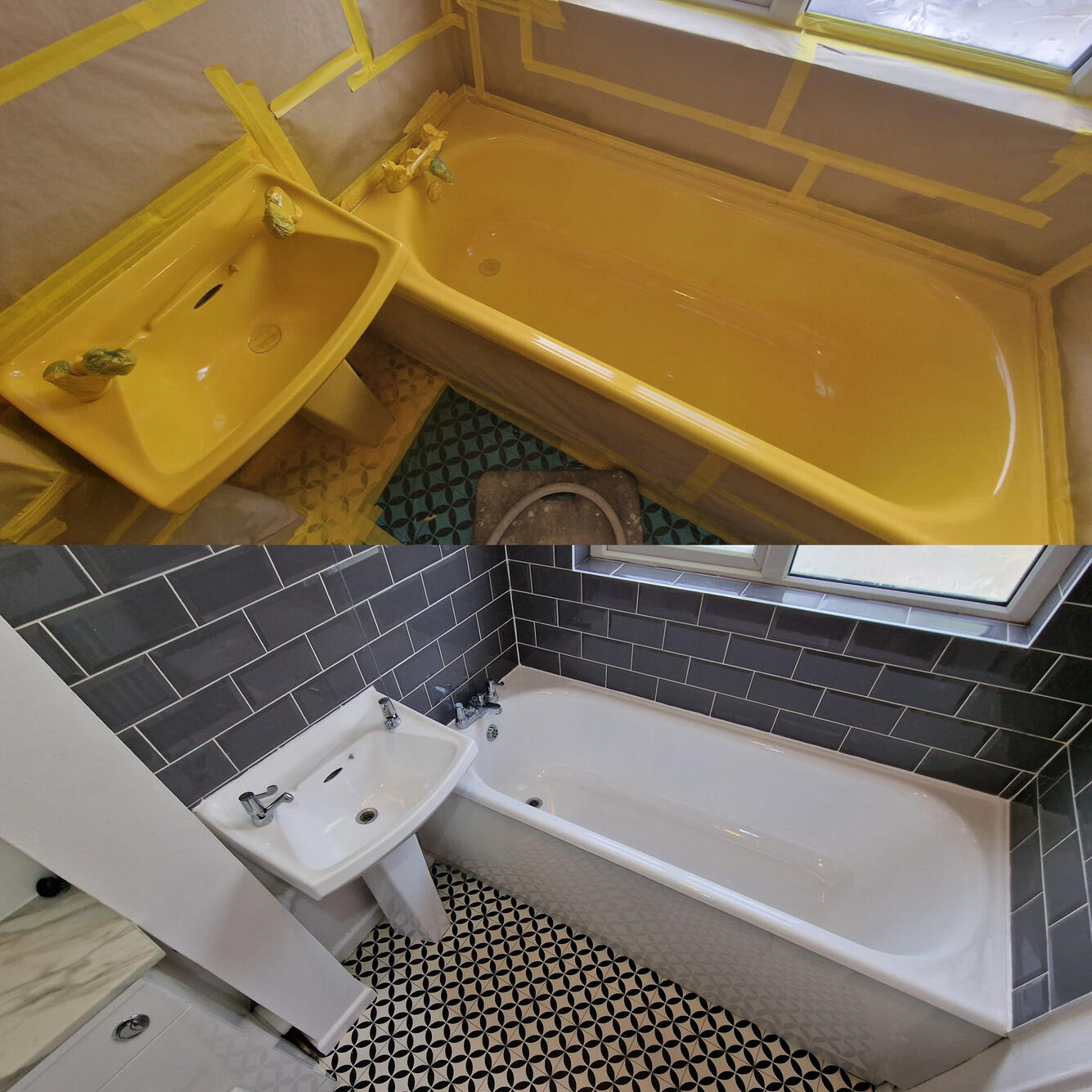 Before and after ceramic sink and steel bath re-enamelling in fratton, Portsmouth
