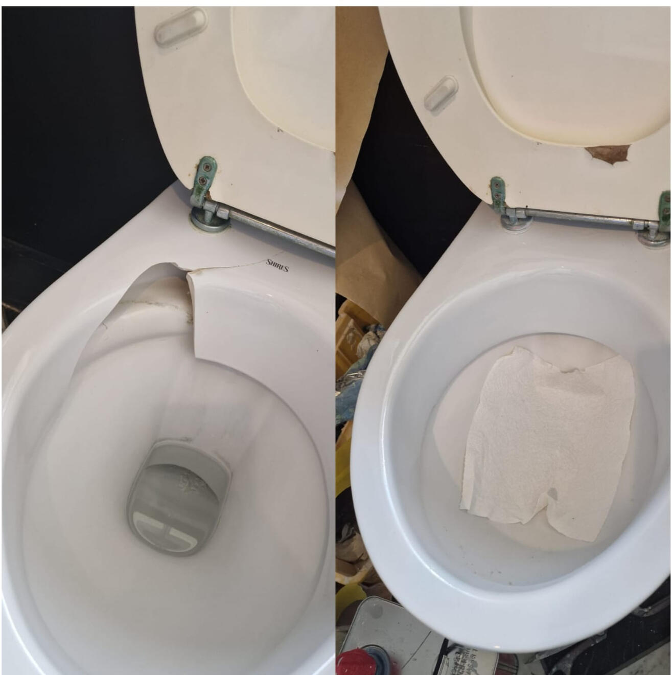 before and after pictures of a ceramic toilet crack repair before and after pictures of a ceramic toilet crack repair in a pub in the center of Portsmouth